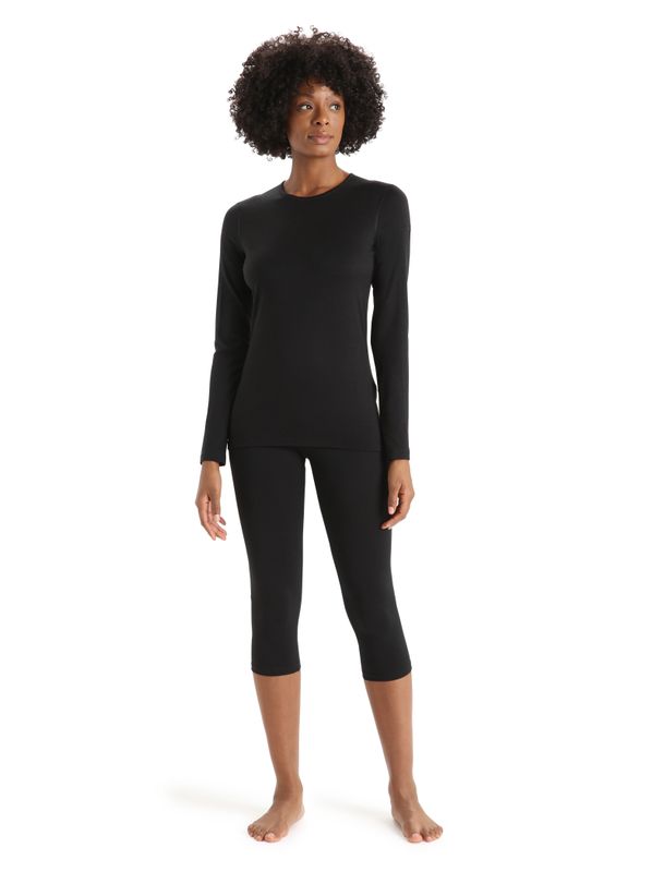 Women's Merino 200 Oasis Long Sleeve Crewe Thermal Top Black