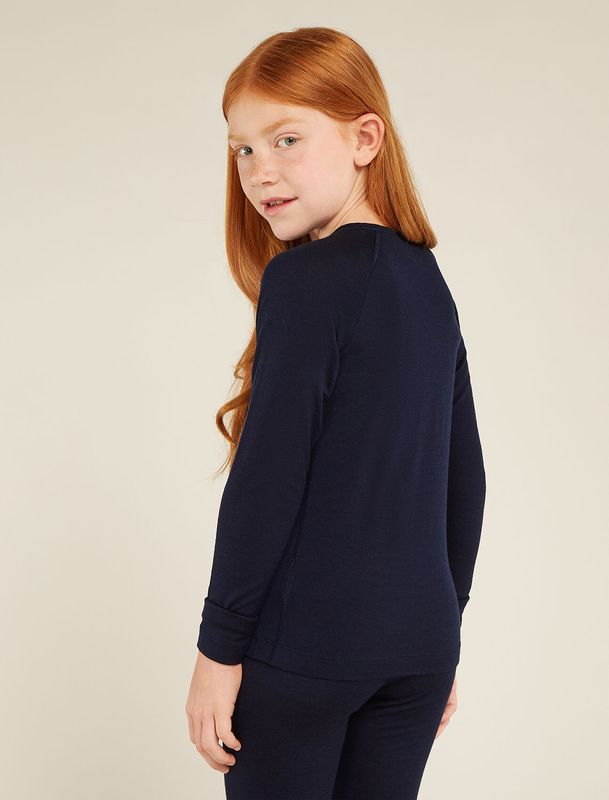 Icebreaker Kids' Merino 200 Oasis LS Crewe Thermal Top Midnight 