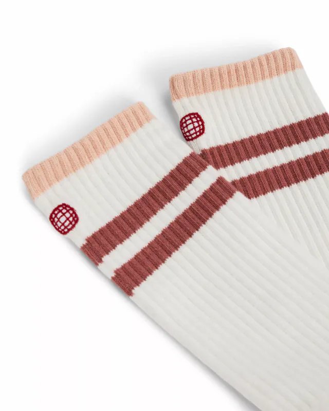 Amundsen Oslo Crew Socks 002 White/Peony Pink