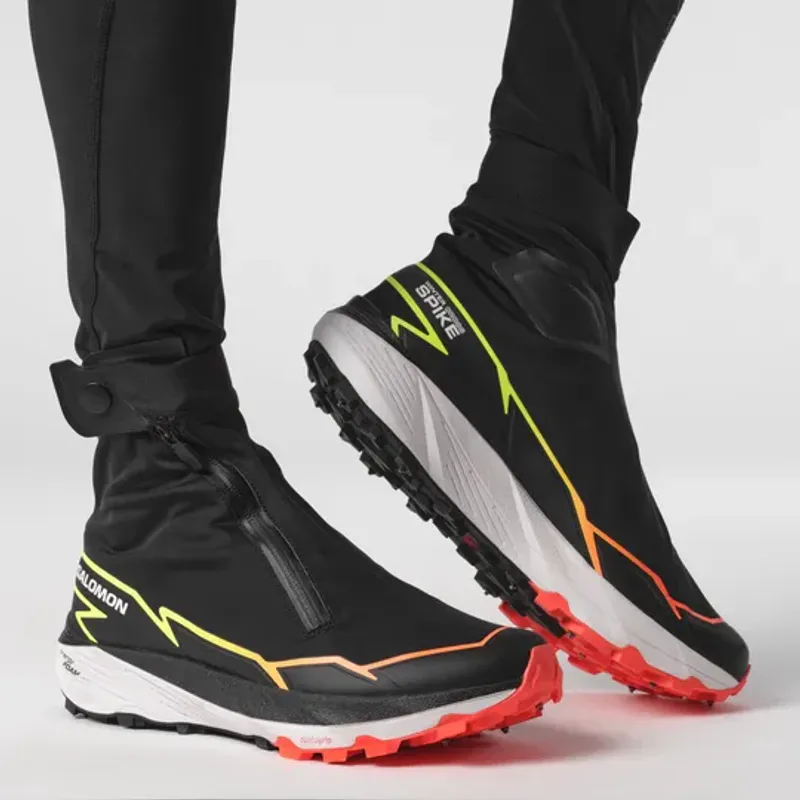 Salomon WINTER CROSS SPIKE Black / Fiery Coral / Safety Yellow