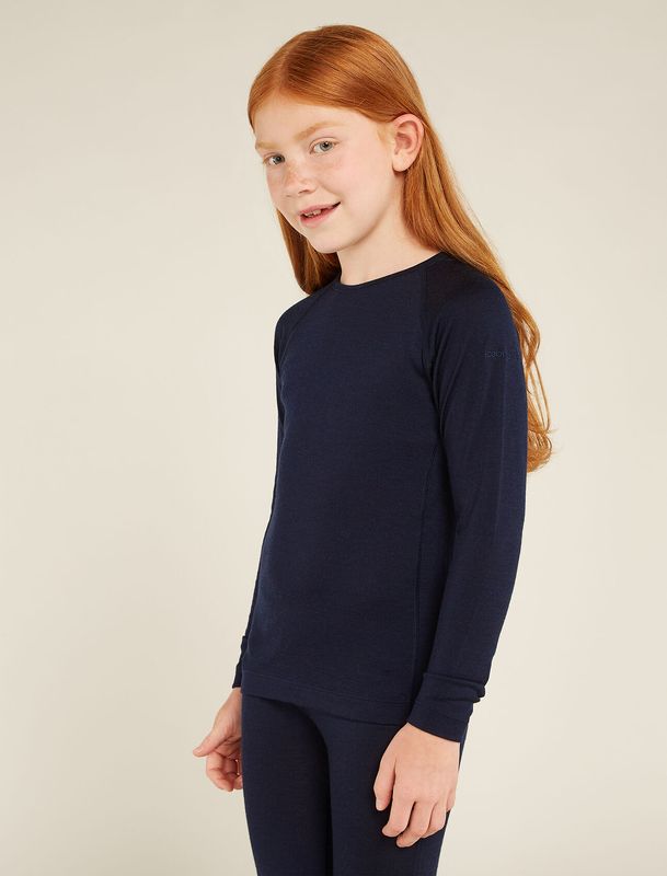 Icebreaker Kids' Merino 200 Oasis LS Crewe Thermal Top Midnight 